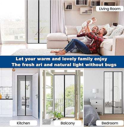 Screen Net Magnetic Anti Mosquito Bug Home Door Curtain, Magnetic Mosquito Net for Door, Auto-Closing Insect Screen to Keep Mosquito Out - with Stay Open Feature