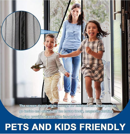 Screen Net Magnetic Anti Mosquito Bug Home Door Curtain, Magnetic Mosquito Net for Door, Auto-Closing Insect Screen to Keep Mosquito Out - with Stay Open Feature