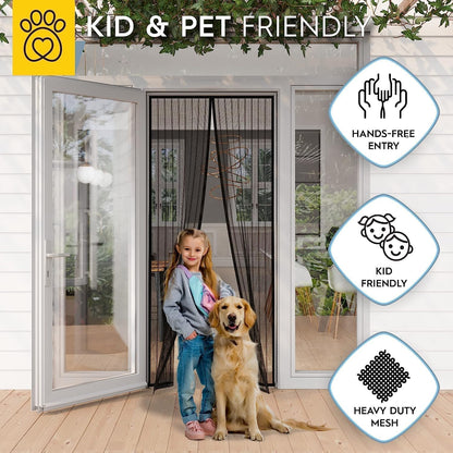 Screen Net Magnetic Anti Mosquito Bug Home Door Curtain, Magnetic Mosquito Net for Door, Auto-Closing Insect Screen to Keep Mosquito Out - with Stay Open Feature