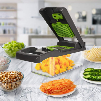 16-in-1 Multifunction Vegetable Chopper & Mandoline Slicer Set with Interchangeable Blades Food Container, Grater, Peeler, Egg Separator & Hand Guard for Fruits and Vegetables