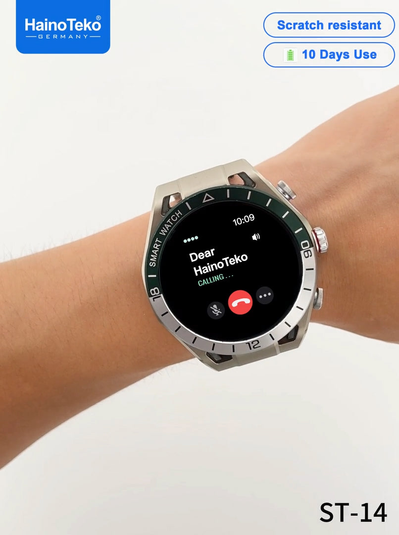Haino Teko ST-14 Watch Buds Smartwatch with Built-in Wireless Earbuds Bluetooth Calling, AMOLED Display, 3 Interchangeable Straps, Health Monitoring, Multi-Sport Modes & Long Battery Life Designed for Men