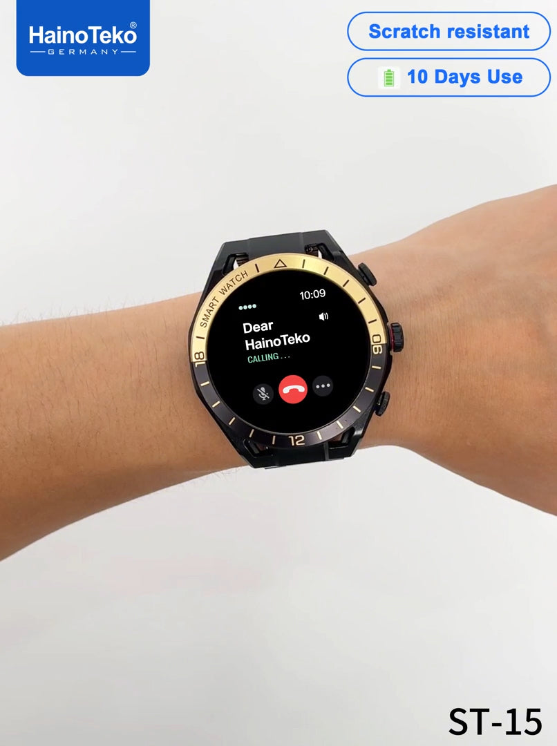 HainoTeko ST-15 Watch Buds Smartwatch with Built-in Earbuds Bluetooth Calling, AMOLED Display, 10-Day Battery Life, Health Monitoring and 3 Pair Straps Designed for Men