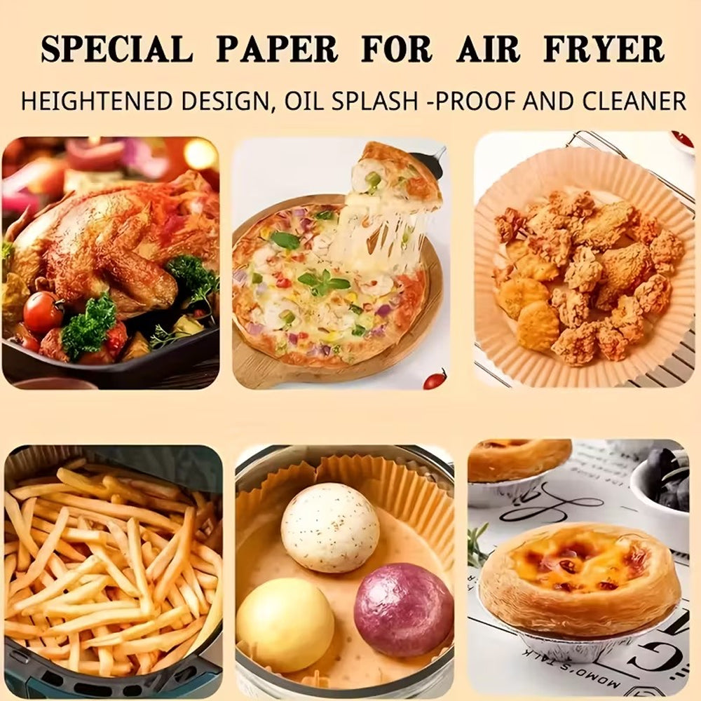 200 Pieces Square Air Fryer Paper Sheet Liners Disposable Greaseproof & Waterproof Parchment Trays for Cooking, Baking, Roasting Non-Stick Air Fryer Liners