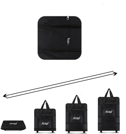 Travel Moving Trolley Luggage Foldable Bag with Wheels, Waterproof Zipper, Extendable Duffel Organiser, Lightweight
