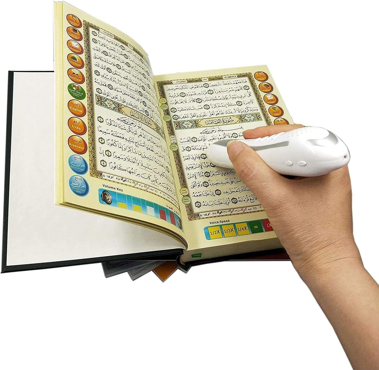 Electronic Quran Reader Pen, Electronic Reader Pen Word-by-Word Digital Rechargeable Holy Quran Recorder 25 Reciters and Languages 6 Books, Ramadan Gift for Kids Adults