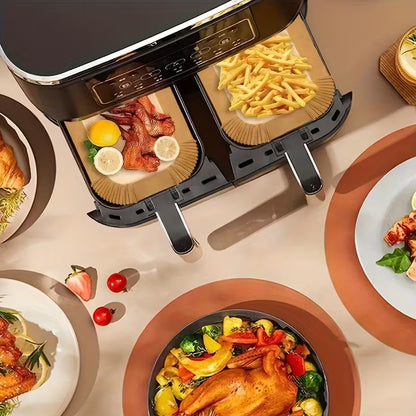 200 Pieces Square Air Fryer Paper Sheet Liners Disposable Greaseproof & Waterproof Parchment Trays for Cooking, Baking, Roasting Non-Stick Air Fryer Liners