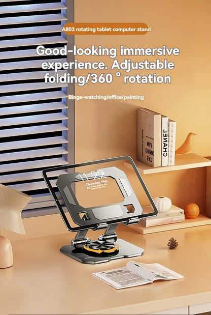Lacoz Adjustable Tablet Stand with 360° Rotating Base, Ergonomic Foldable Portable Laptop Stand Holder, Compatible with Tablets and Phones