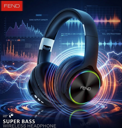 Fend FB67 Super Bass Bluetooth Wireless Headset for iPhone and Android Mobiles and Tablets and PC (Black)