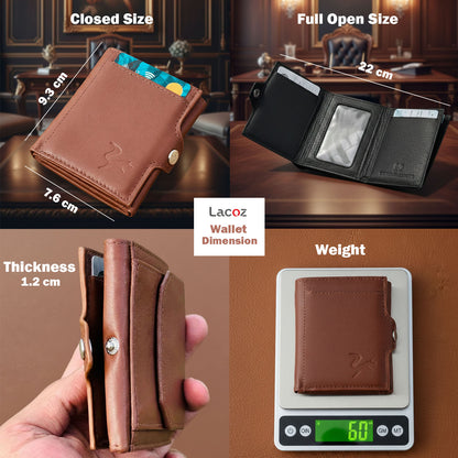 Lacoz Trifold Genuine Leather Wallet for Men