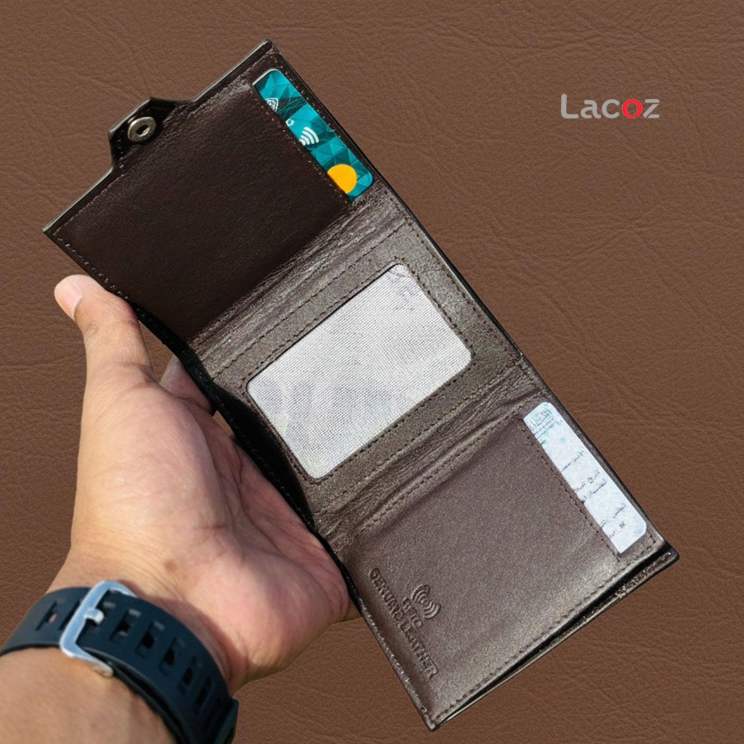 Lacoz Trifold Genuine Leather Wallet for Men
