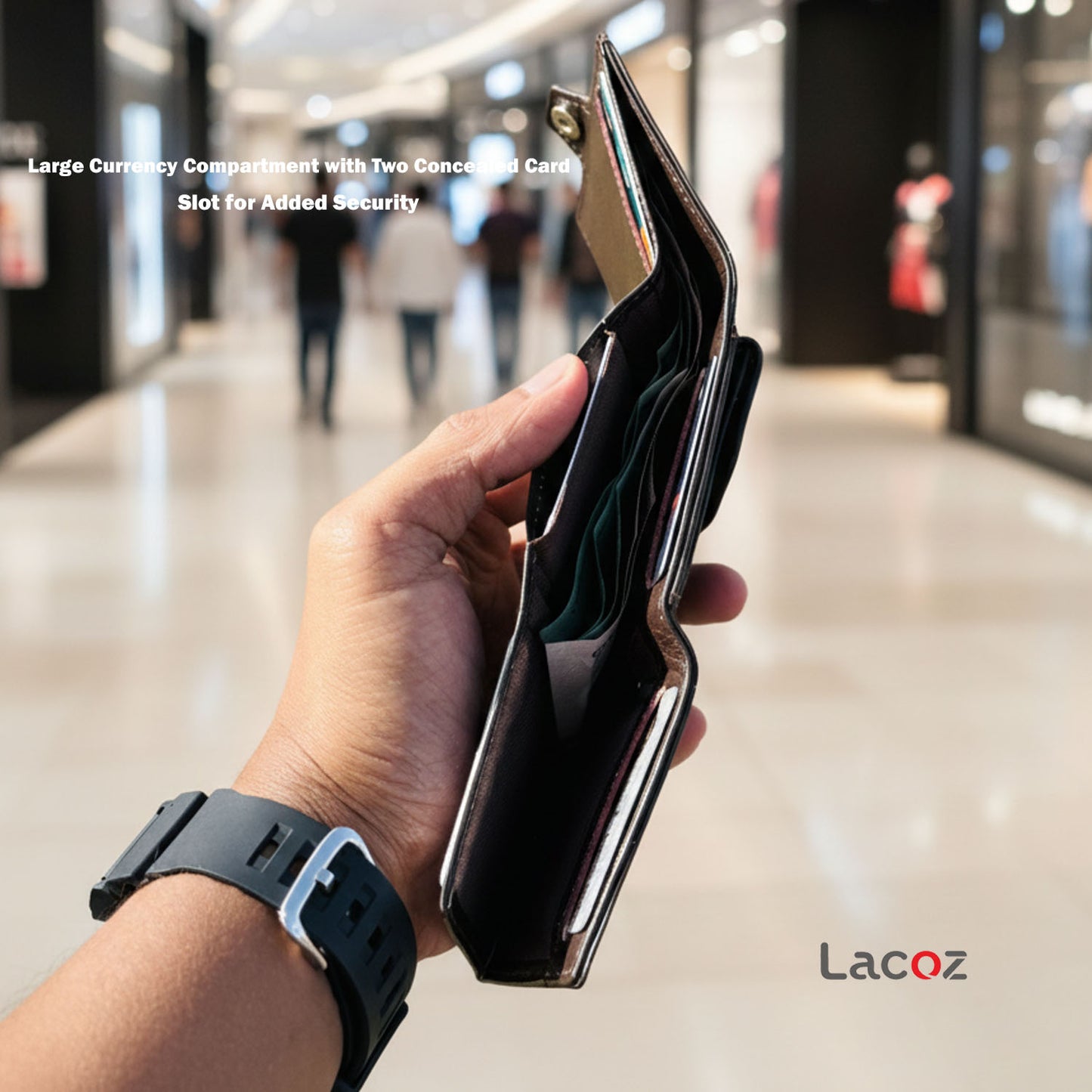 Lacoz Trifold Genuine Leather Wallet for Men