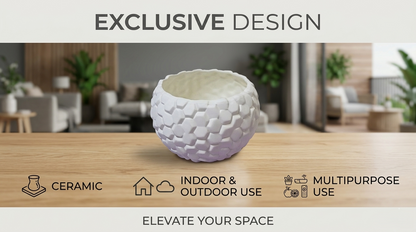 Hexagonal Textured Ceramic Succulent Pot – Modern White Planter