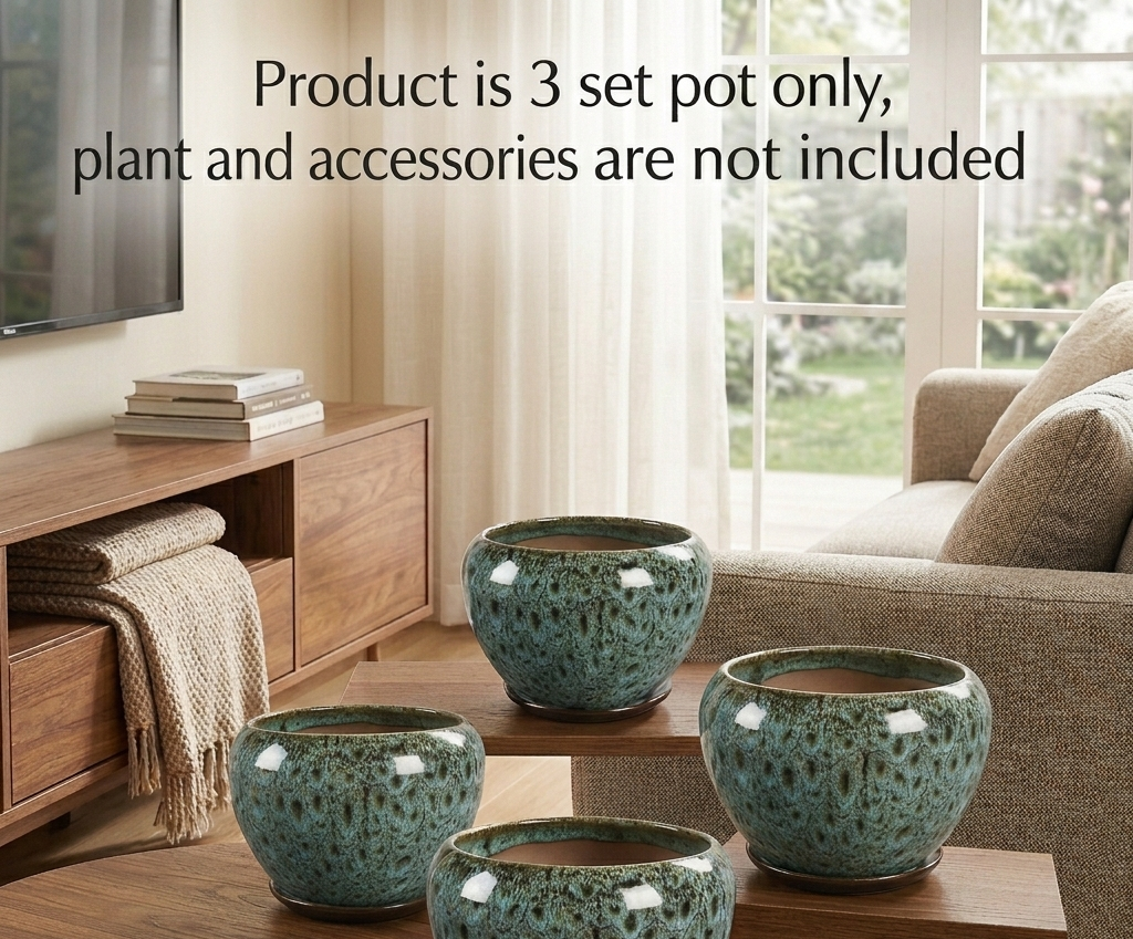 Set of 3 Speckled Ceramic Planters and Organiser Bowls Versatile Desktop Storage Containers, Decorative Indoor Plant Pots for Modern Home and Office