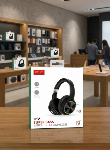 Fend FB67 Super Bass Bluetooth Wireless Headset for iPhone and Android Mobiles and Tablets and PC (Black)