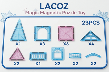 23 Piece Magnetic Castle Building Tiles Set for Kids Educational STEM Construction Toy Strong Magnet Blocks Creative Learning Puzzle Toy Safe ABS Plastic Building Toy for Boys and Girls