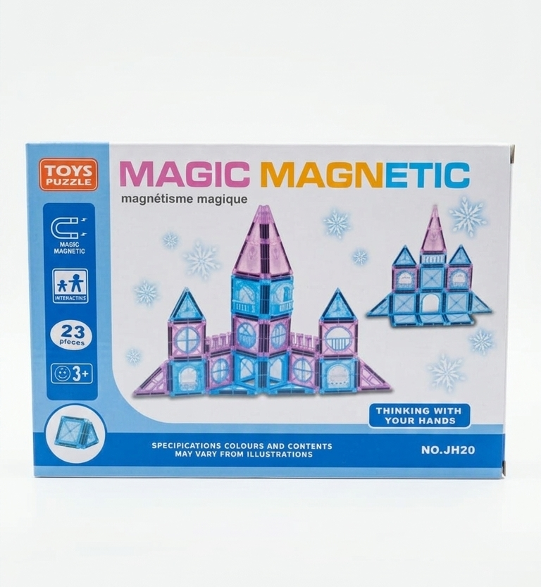 23 Piece Magnetic Castle Building Tiles Set for Kids Educational STEM Construction Toy Strong Magnet Blocks Creative Learning Puzzle Toy Safe ABS Plastic Building Toy for Boys and Girls
