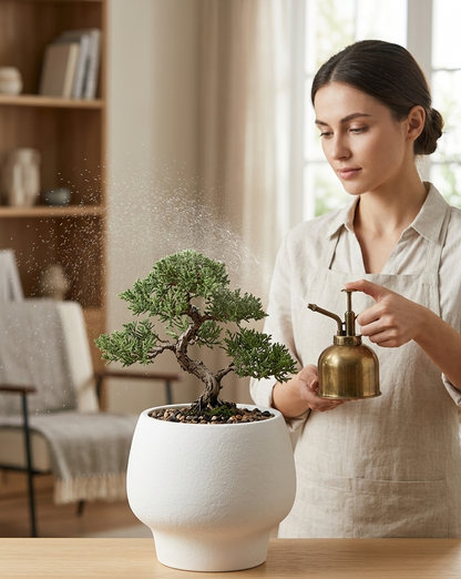 Lacoz Lacoz Ceramic Pot, White, Textured Finish, Round Sculpted Body with Pedestal Base, 16 cm Height, for Succulents and Herbs