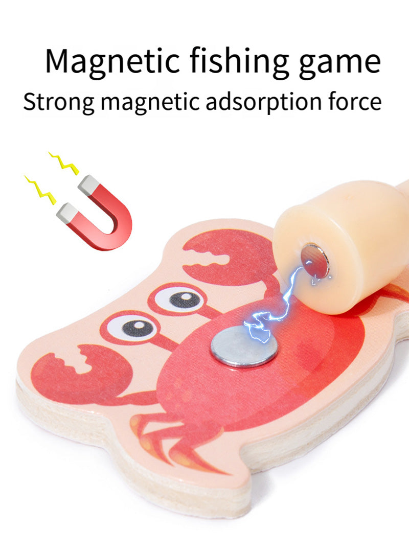 Magnetic Fishing Game Toy Set for Kids 3+ Years Wooden Educational Fishing Toy with 33 Sea Animals Magnetic Fishing Rod Early Learning & Hand-Eye Coordination Montessori Toy
