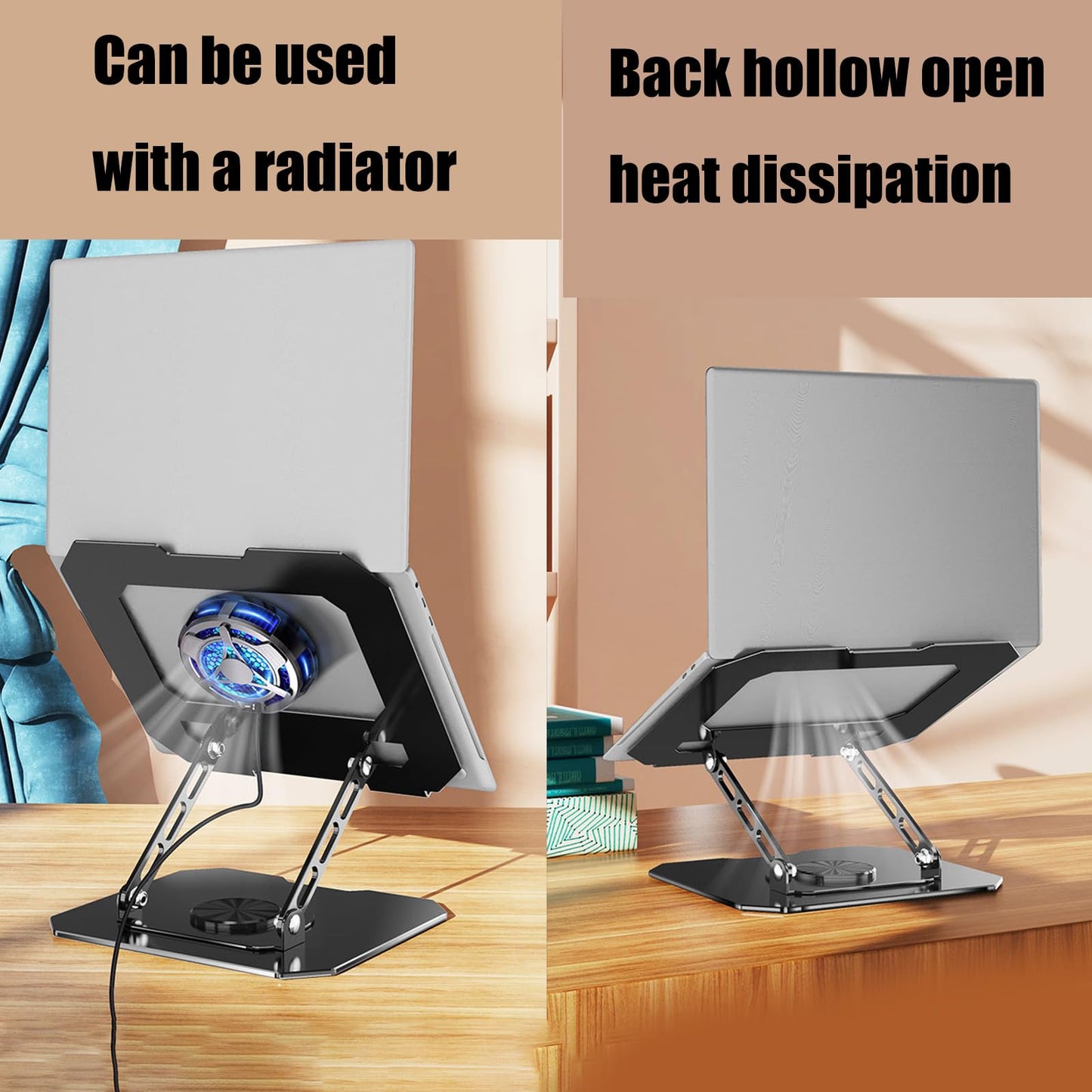 Lacoz Adjustable Tablet Stand with 360° Rotating Base, Ergonomic Foldable Portable Laptop Stand Holder, Compatible with Tablets and Phones
