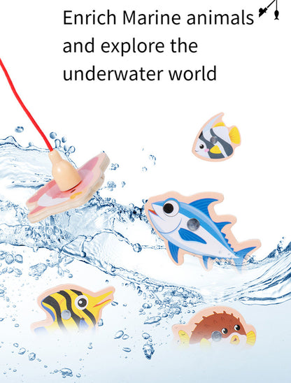 Magnetic Fishing Game Toy Set for Kids 3+ Years Wooden Educational Fishing Toy with 33 Sea Animals Magnetic Fishing Rod Early Learning & Hand-Eye Coordination Montessori Toy