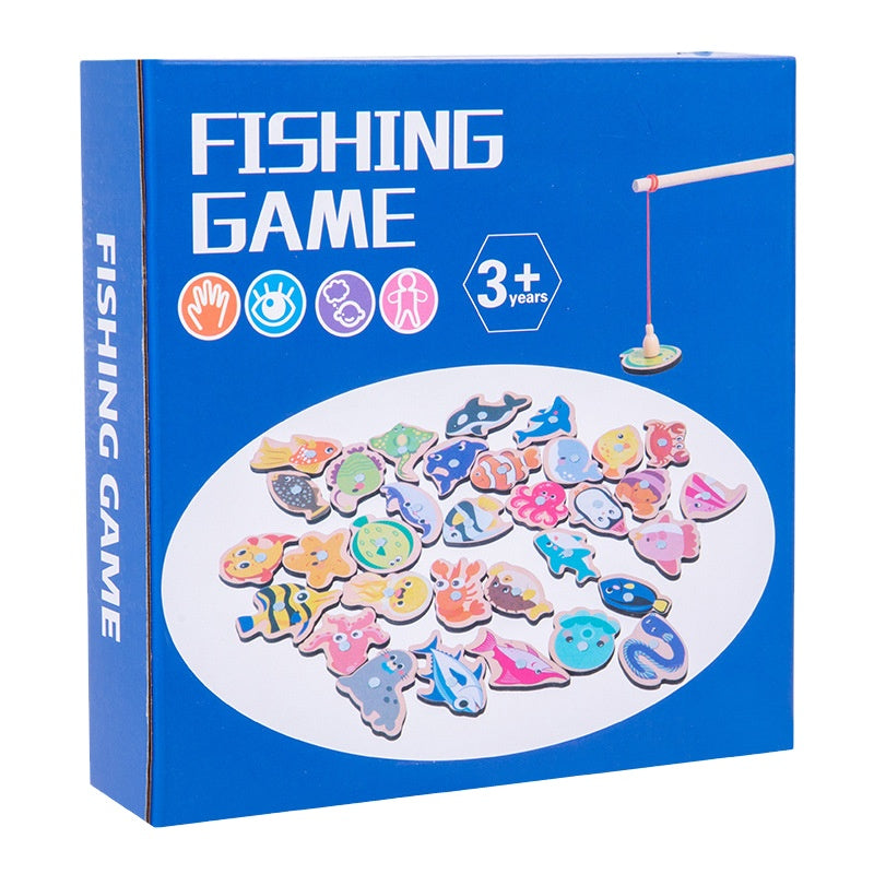 Magnetic Fishing Game Toy Set for Kids 3+ Years Wooden Educational Fishing Toy with 33 Sea Animals Magnetic Fishing Rod Early Learning & Hand-Eye Coordination Montessori Toy
