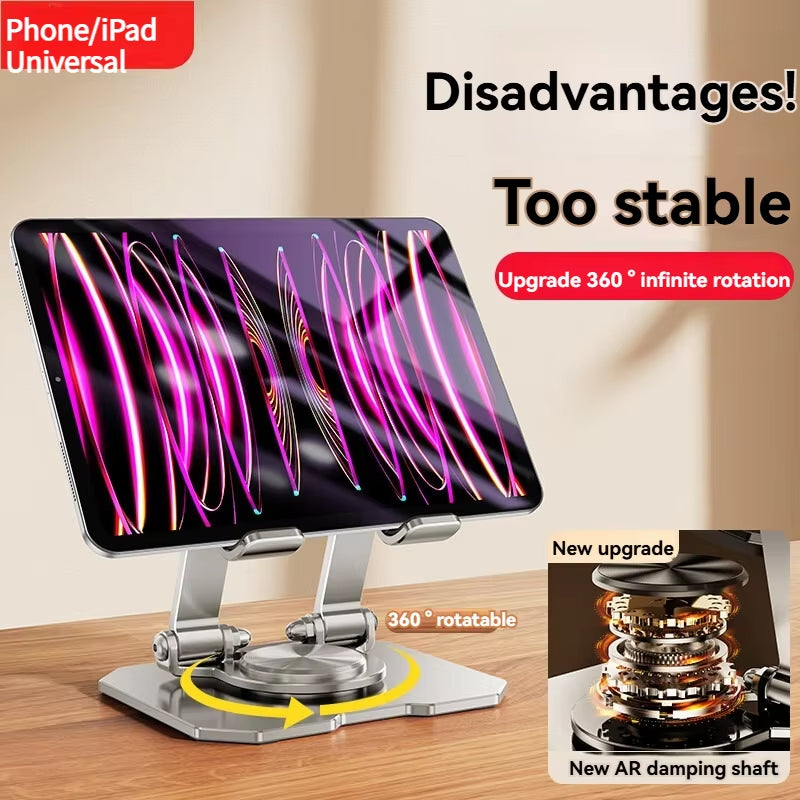 Lacoz Adjustable Tablet Stand with 360° Rotating Base, Ergonomic Foldable Portable Laptop Stand Holder, Compatible with Tablets and Phones