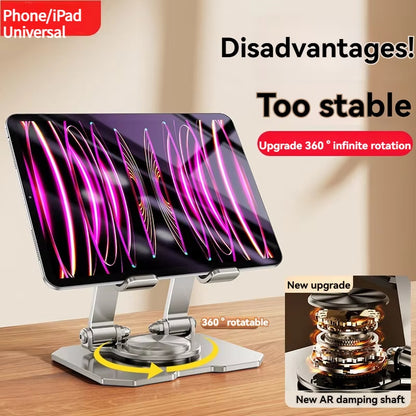 Lacoz Adjustable Tablet Stand with 360° Rotating Base, Ergonomic Foldable Portable Laptop Stand Holder, Compatible with Tablets and Phones