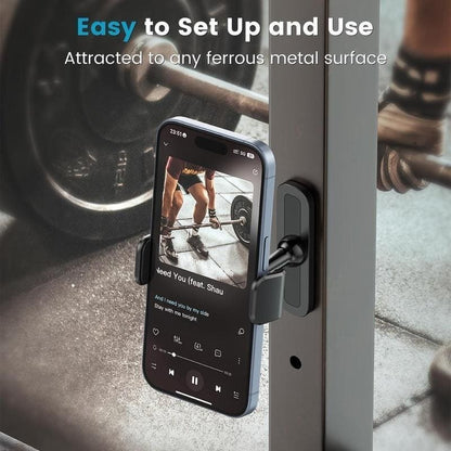 Lacoz Magnetic Gym Phone Mount, 360° Adjustable, Attaches to Any Metal Surface