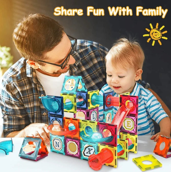 Lacoz Magnetic Tiles Toys for Kids, Starter Set 3D Magnet Building Blocks Construction Playboards, STEM Learning Educational Toddlers Toy Gift for 3+ Year Old Boys and Girls