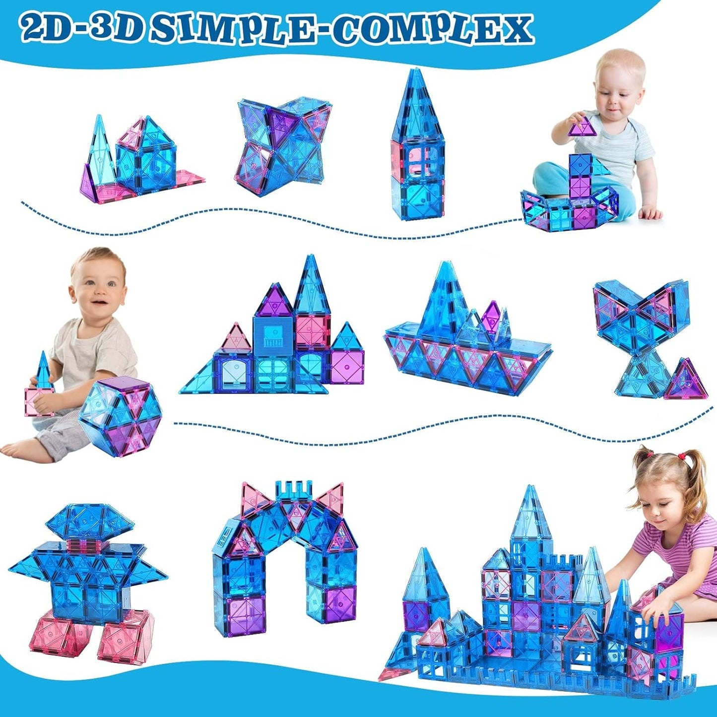23 Piece Magnetic Castle Building Tiles Set for Kids Educational STEM Construction Toy Strong Magnet Blocks Creative Learning Puzzle Toy Safe ABS Plastic Building Toy for Boys and Girls