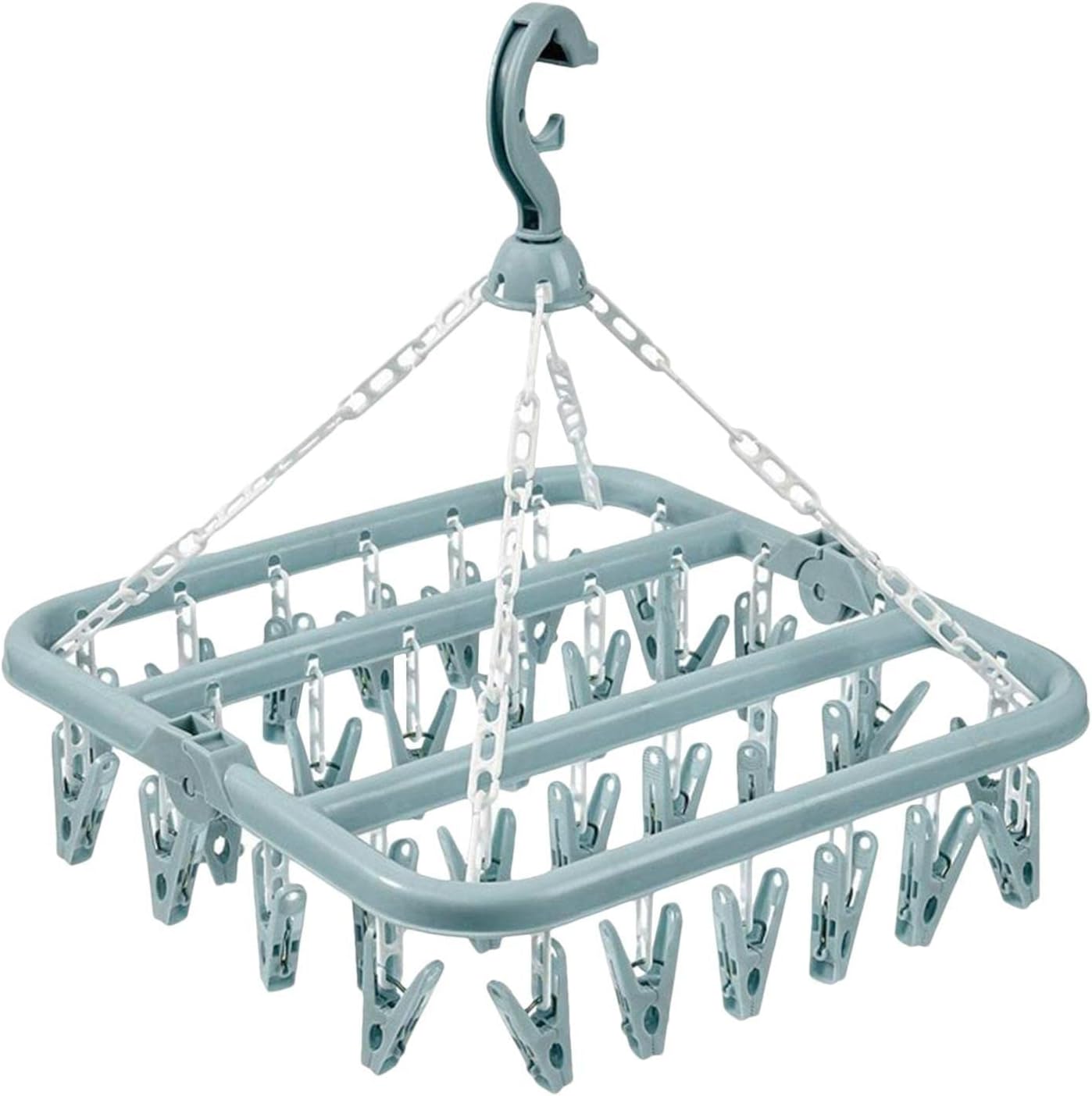 Lacoz Foldable Laundry Hanger Drying Racks with 32 Clips,Baby Clothes Drying Rack, Laundry Clothes Hangers for Drying Socks, Towels, Bras, Diapers, Baby Clothes