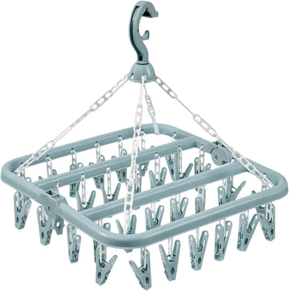 Lacoz Foldable Laundry Hanger Drying Racks with 32 Clips,Baby Clothes Drying Rack, Laundry Clothes Hangers for Drying Socks, Towels, Bras, Diapers, Baby Clothes