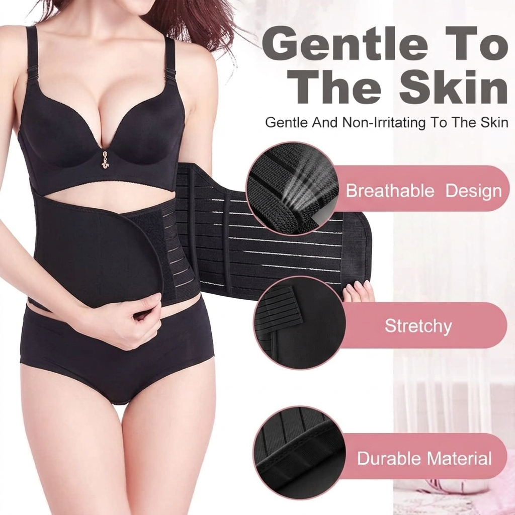 3 in 1 Postpartum Girdle Support Recovery Belly Band Corset Wrap Body Shaper for After Birth Postnatal C-Section Waist Pelvis Shapewear Wrap Girdle Support Band Belt Body Shaper