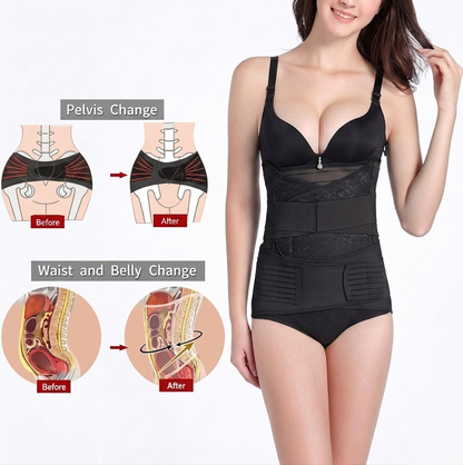 3 in 1 Postpartum Girdle Support Recovery Belly Band Corset Wrap Body Shaper for After Birth Postnatal C-Section Waist Pelvis Shapewear Wrap Girdle Support Band Belt Body Shaper