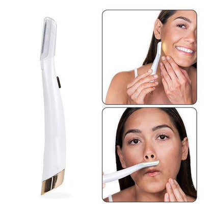 Finishing Touch Flawless Battery Powered Dermaplane Glo Lighted Facial Exfoliator Razors With For Women Removes Peach Fuzz | White.