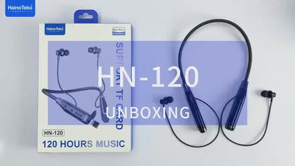 HainoTeko Germany Haino Teko HN120 Bluetooth Neck Band 120 Hours Music With High Bass Sound Quality Super Clear Mic and Support TF Card Black
