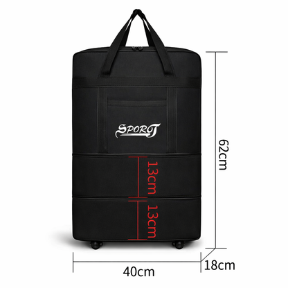 Travel Moving Trolley Luggage Foldable Bag with Wheels, Waterproof Zipper, Extendable Duffel Organiser, Lightweight